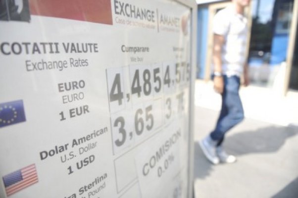 Cursul BNR a urcat uşor, la 4,5687 lei/euro